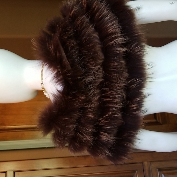 Ladies Fur wrap 32" wide Brown/Tan - Picture 1 of 5